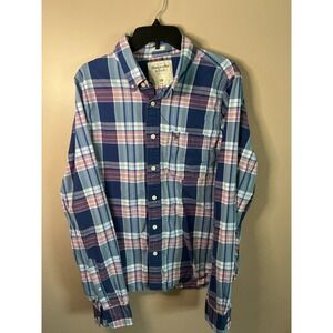 Vintage Abercrombie & Fitch Button XXL Blue Pink EUCMuscle Fit Y2K